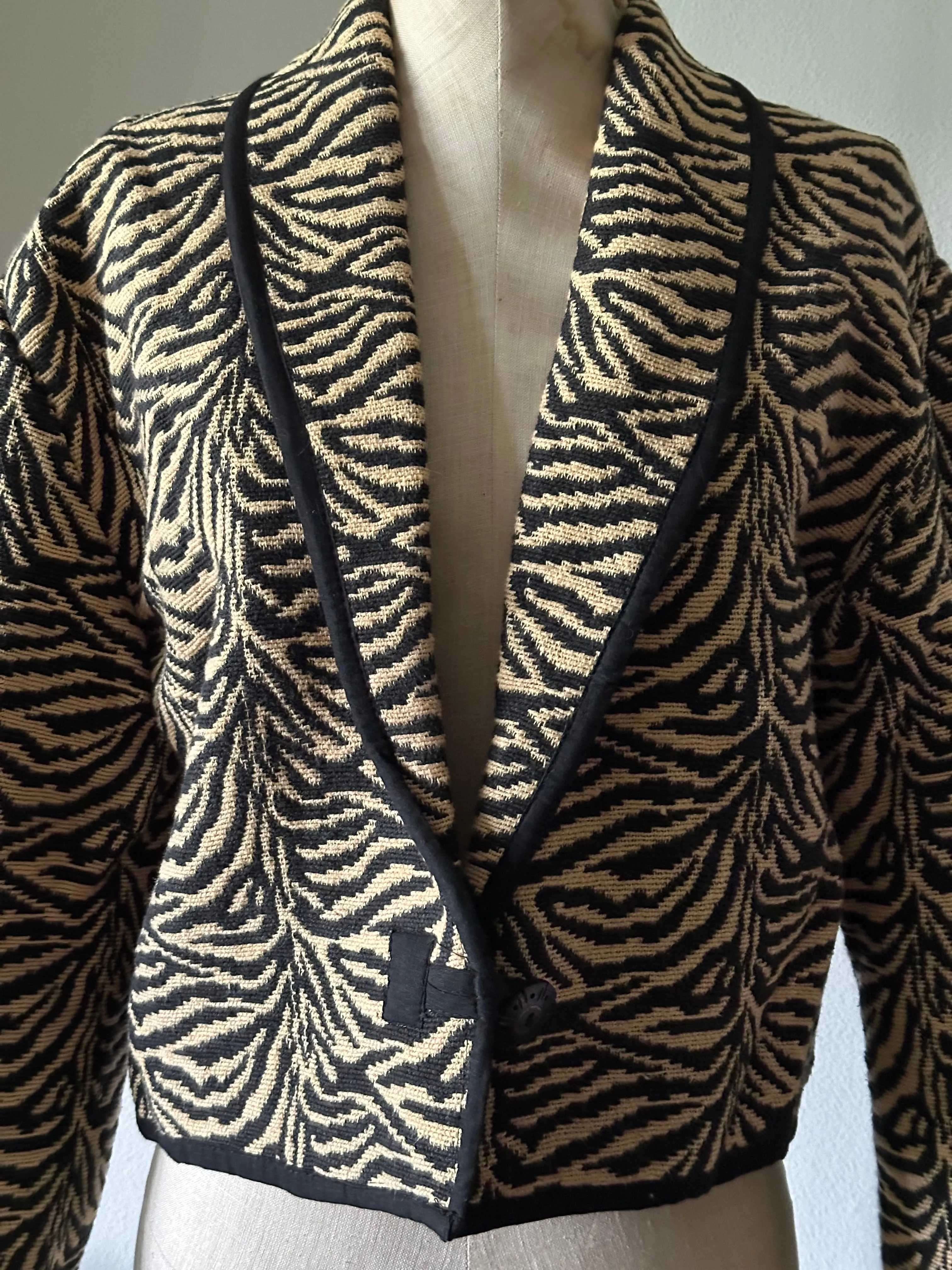 Vintage Zebra Tapestry Cropped Jacket Flashback