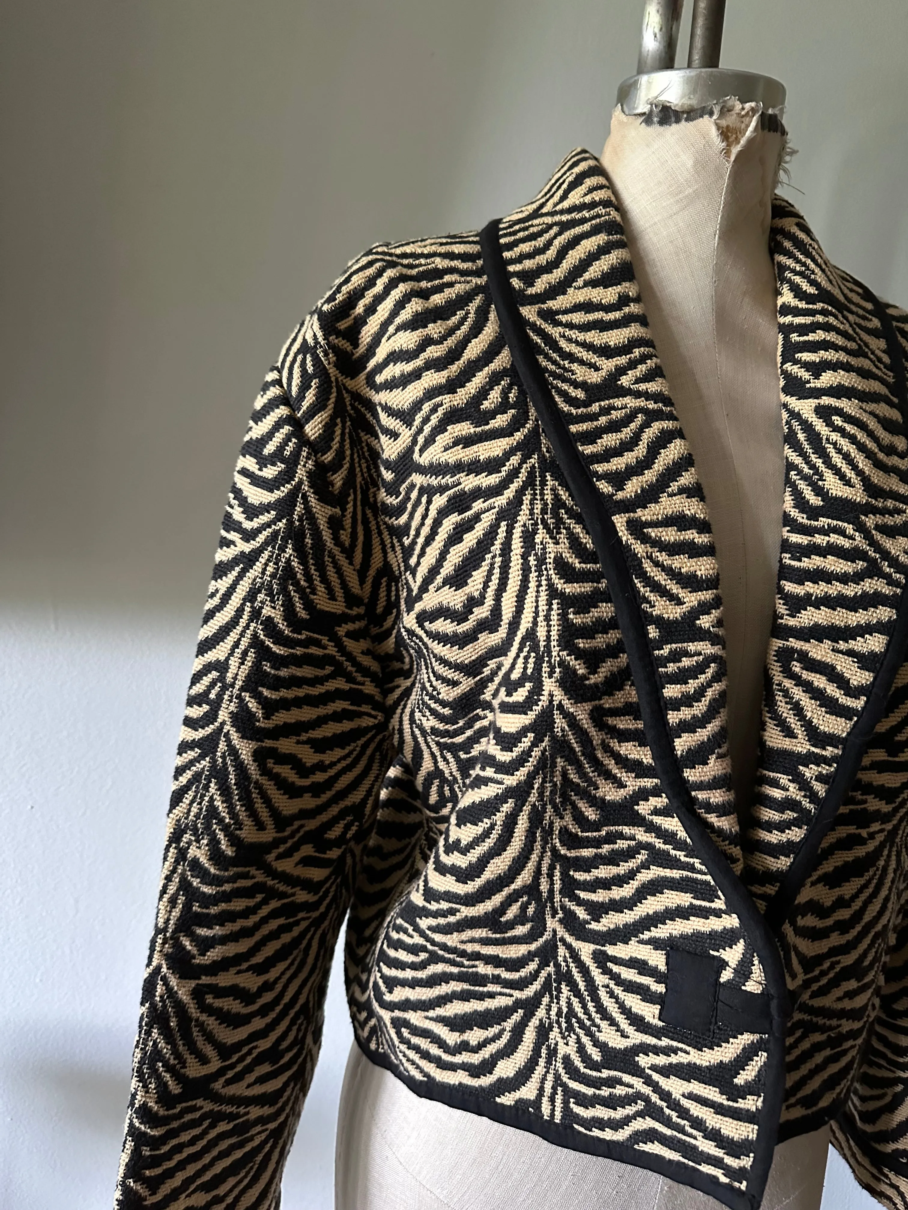 Vintage Zebra Tapestry Cropped Jacket Flashback