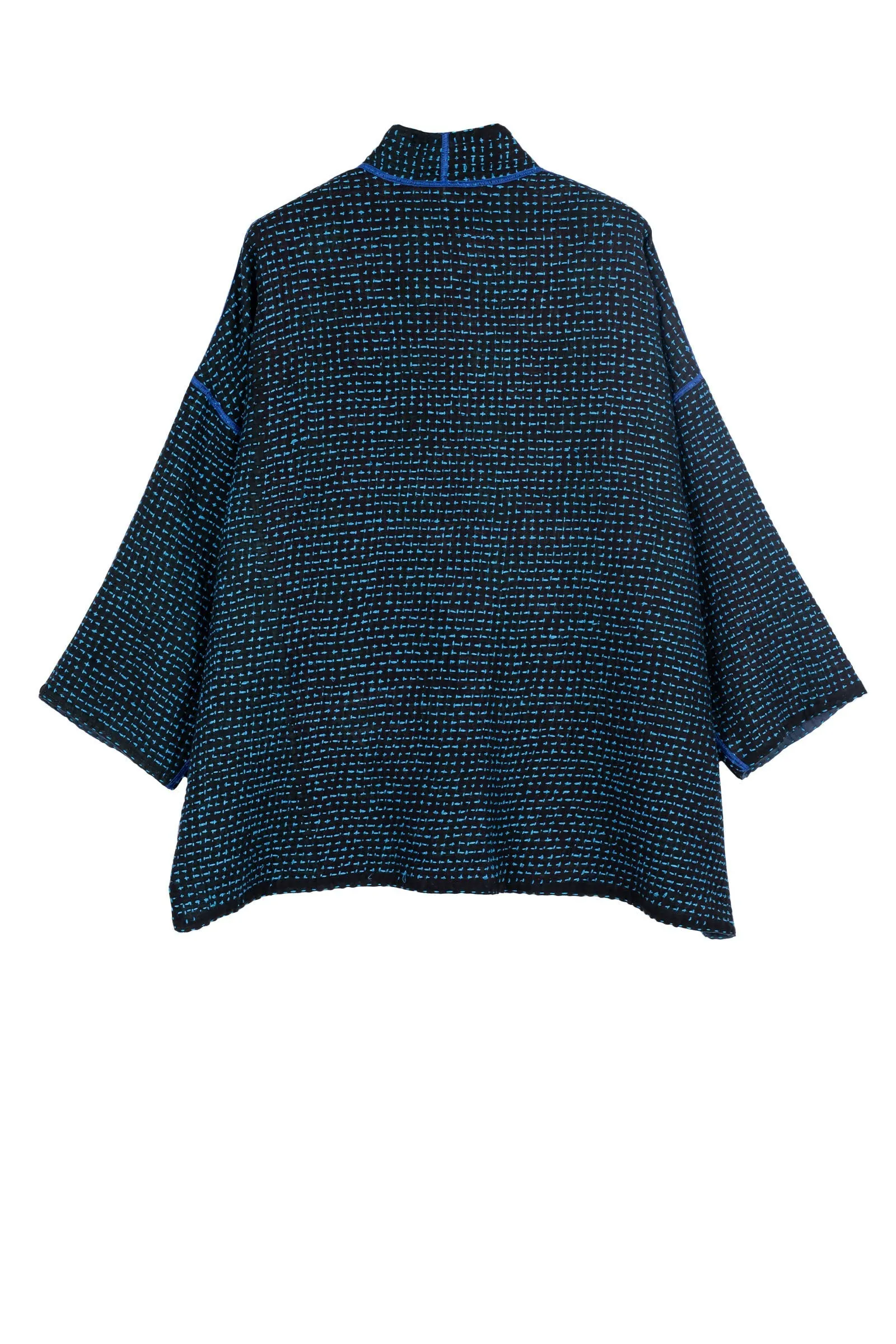 WAFFLE KANTHA MINI KIMONO JKT - wf3055-blu -