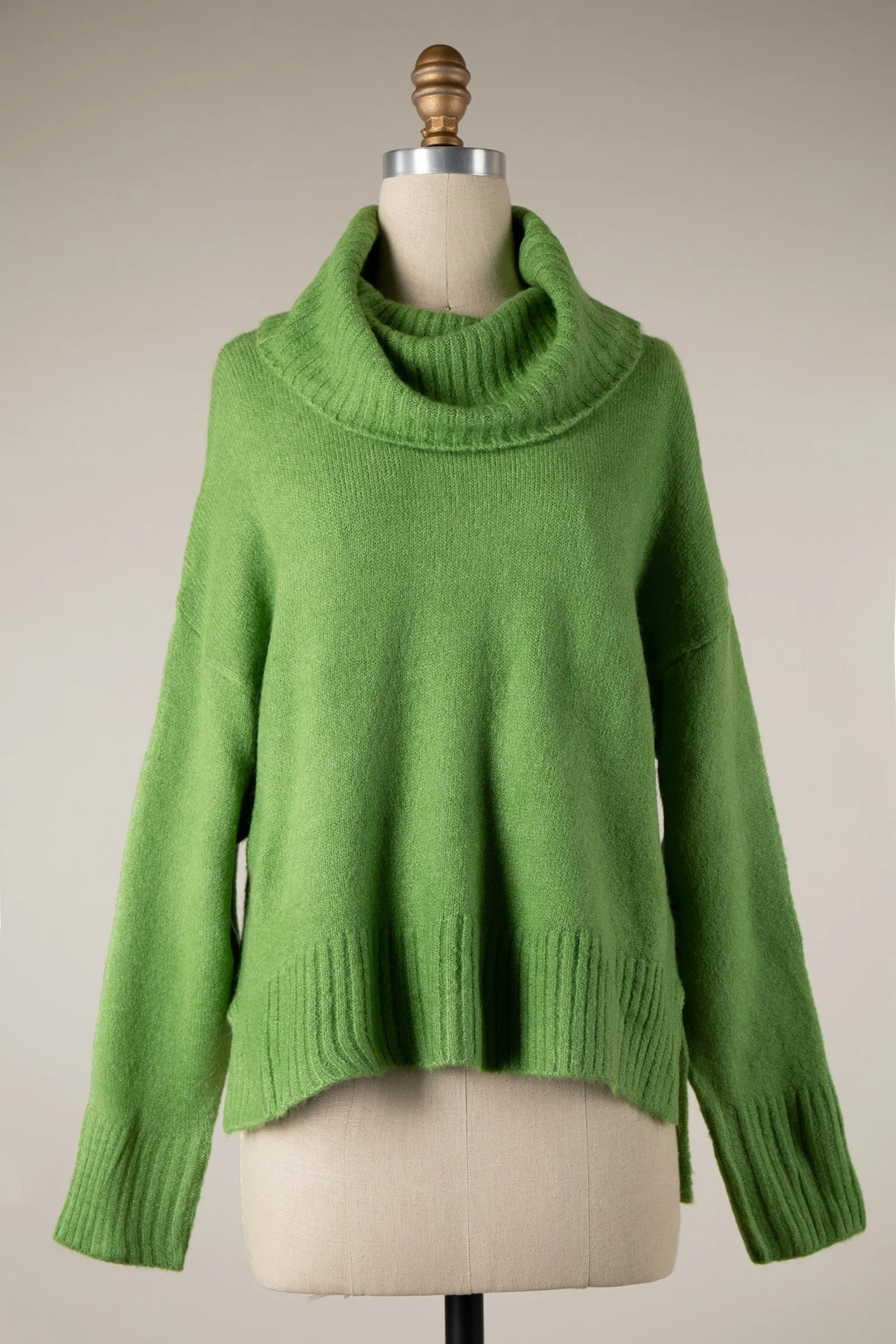 Wide Turtleneck Knit Crop Sweater