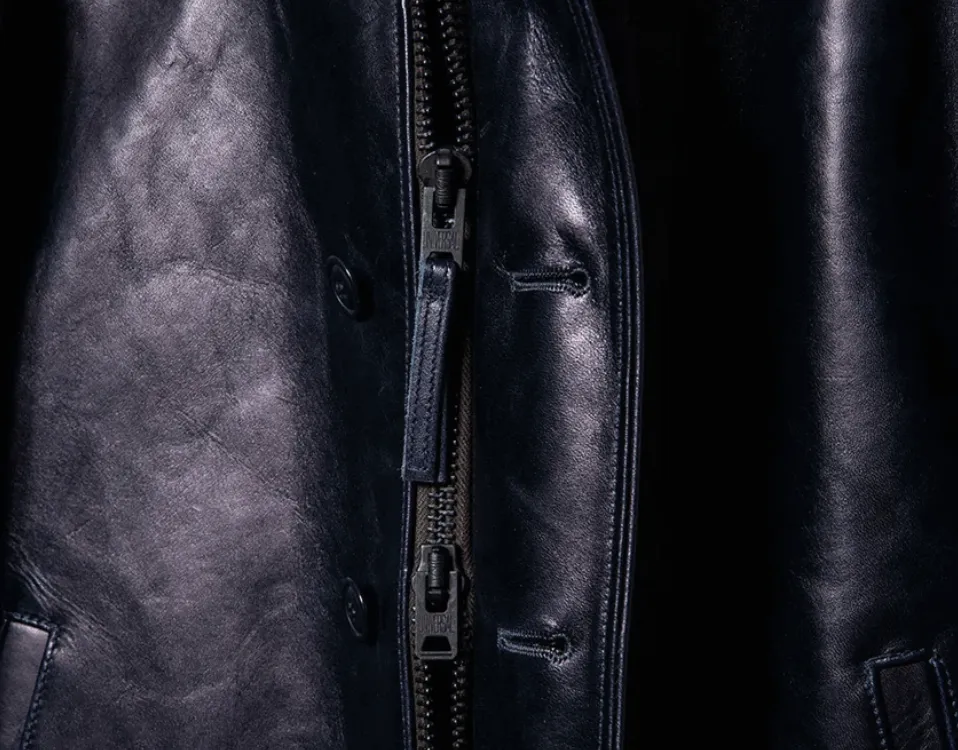 Y'2 Leather 1.3mm Indigo Horse hide N1 Deck Jacket