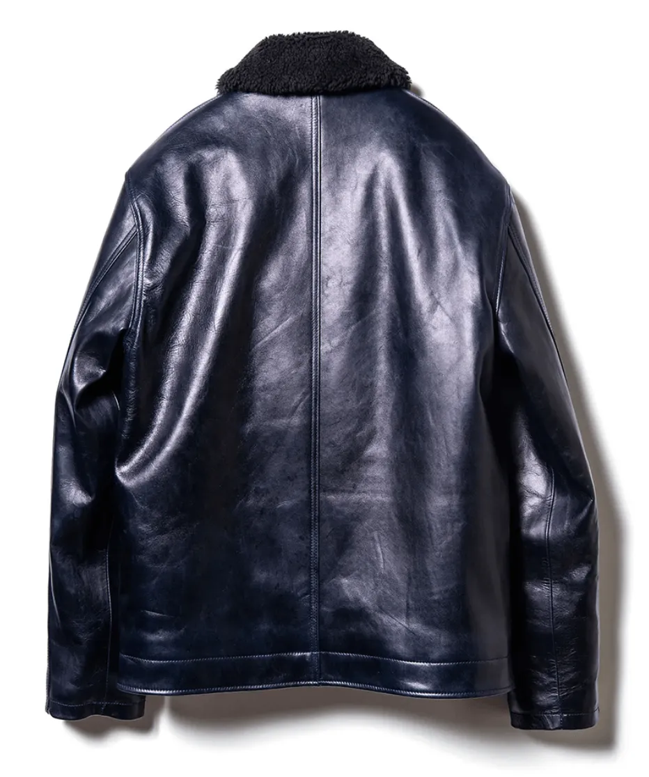 Y'2 Leather 1.3mm Indigo Horse hide N1 Deck Jacket
