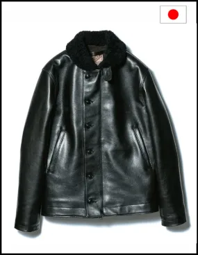Y'2 Leather Aniline Horse N1 Deck Jacket Black