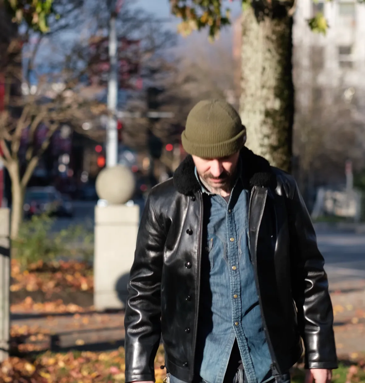Y'2 Leather Aniline Horse N1 Deck Jacket Black