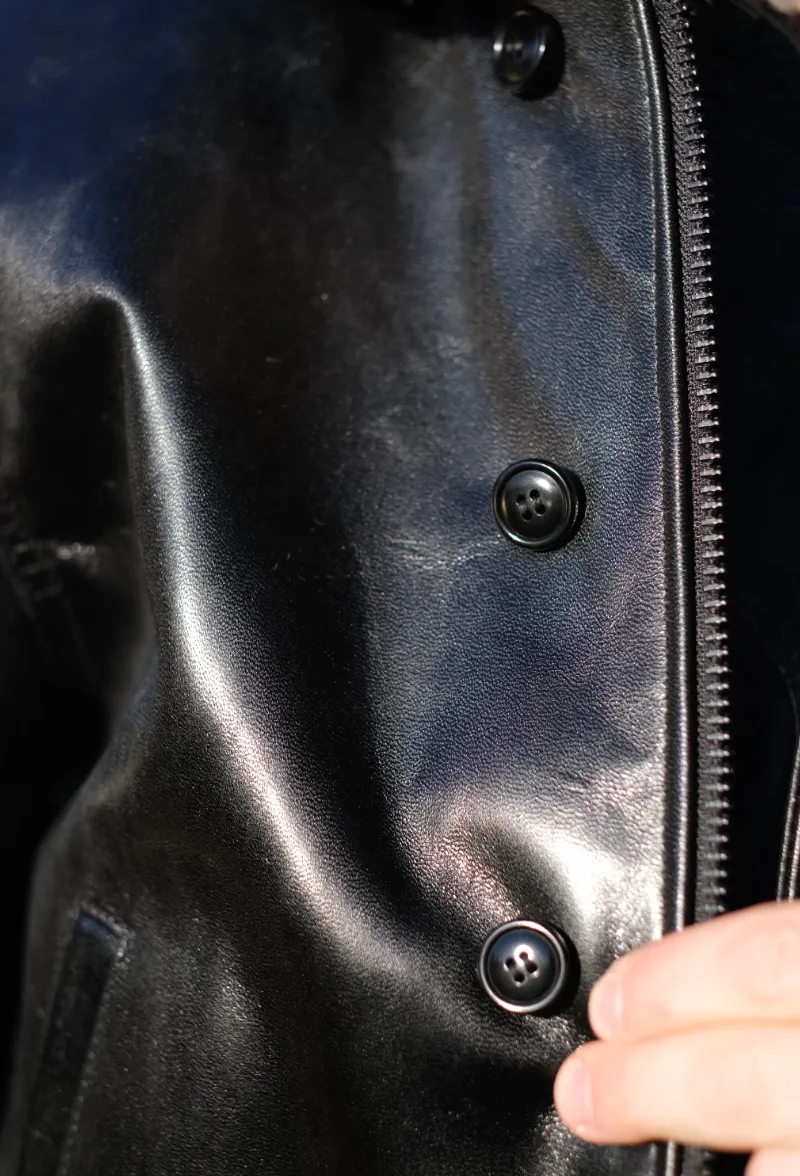 Y'2 Leather Aniline Horse N1 Deck Jacket Black