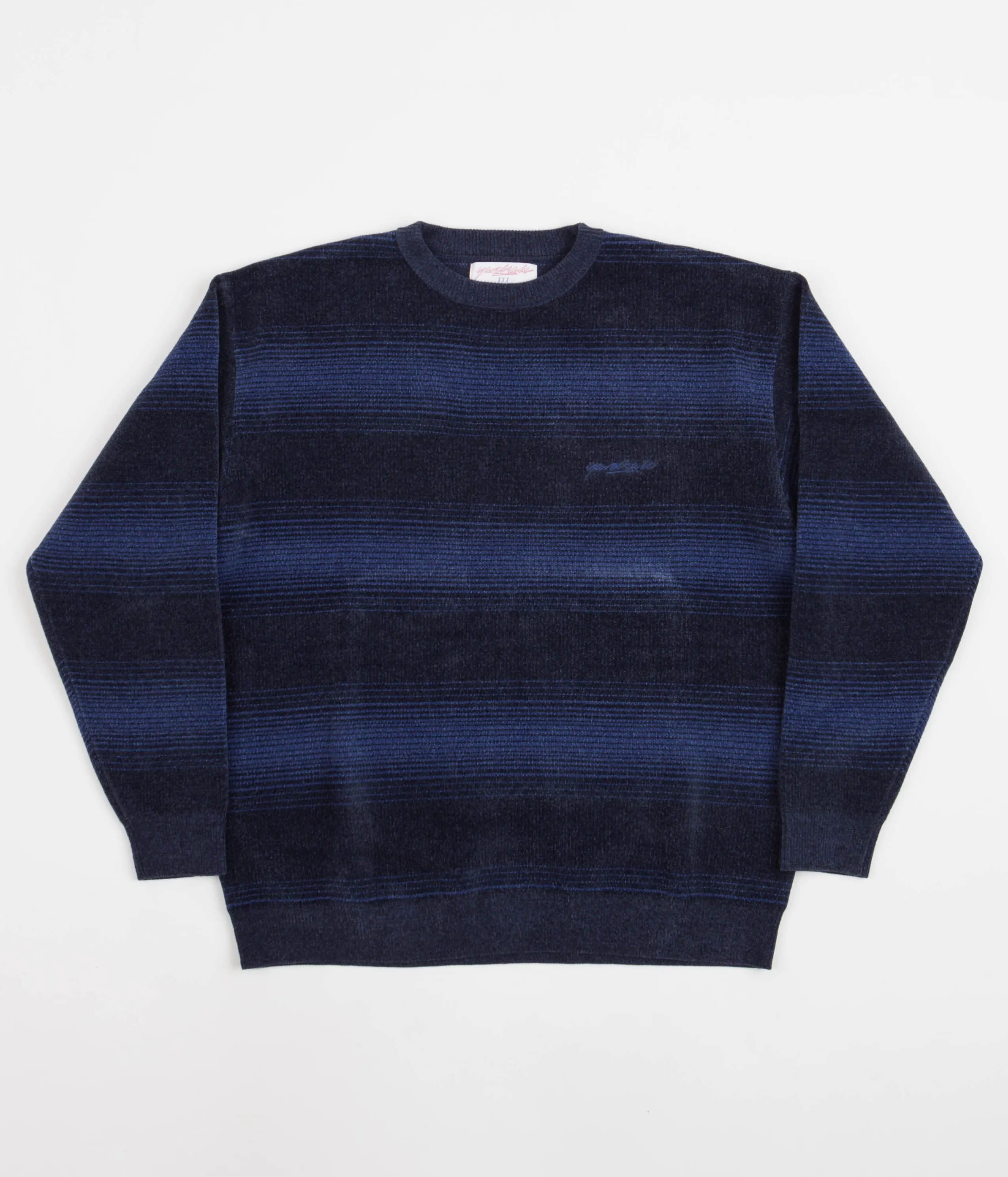 Yardsale Chenille Ripple Knitted Crewneck Sweatshirt - Navy / Blue