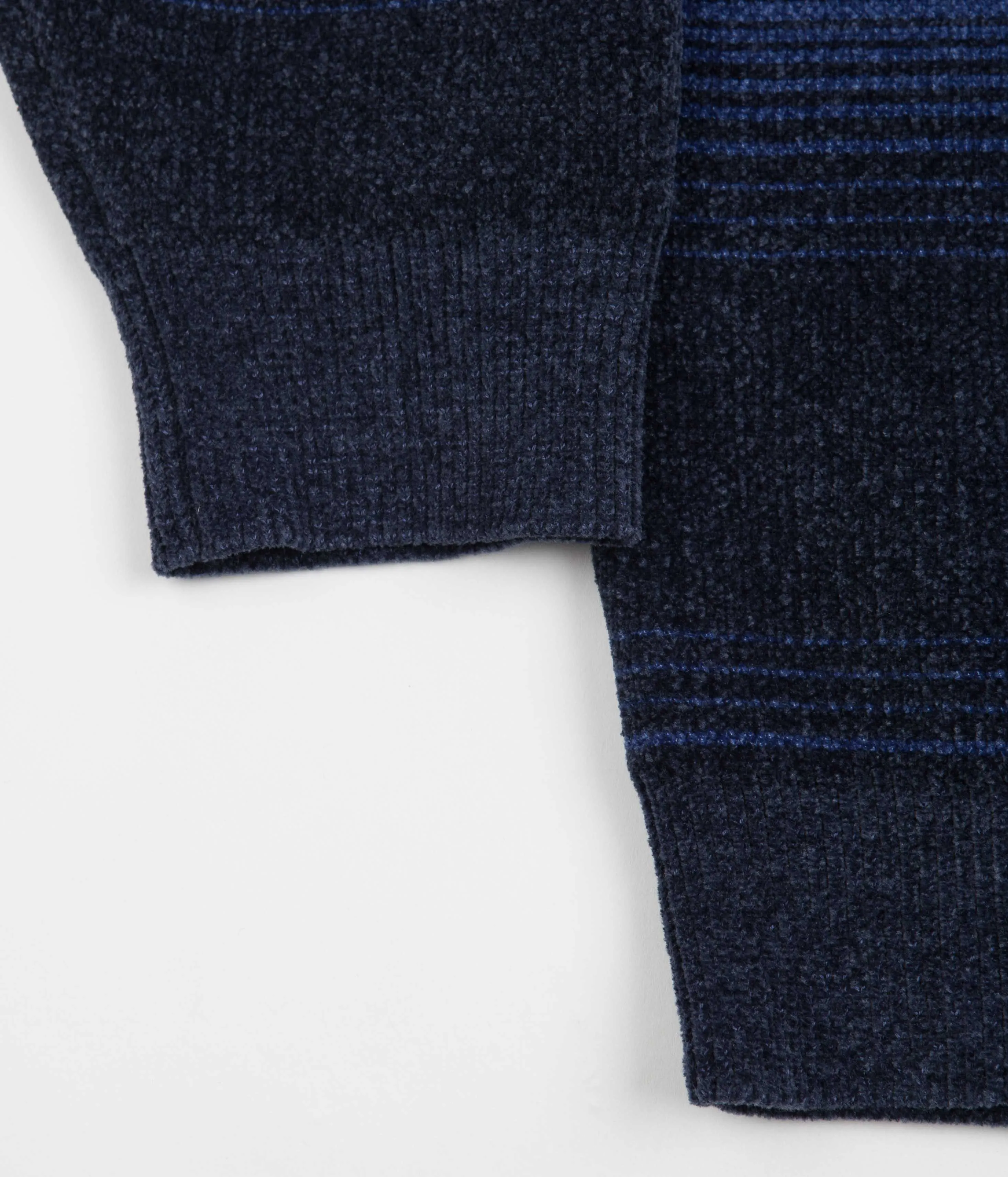 Yardsale Chenille Ripple Knitted Crewneck Sweatshirt - Navy / Blue