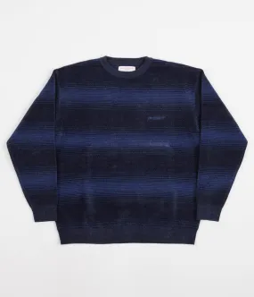 Yardsale Chenille Ripple Knitted Crewneck Sweatshirt - Navy / Blue