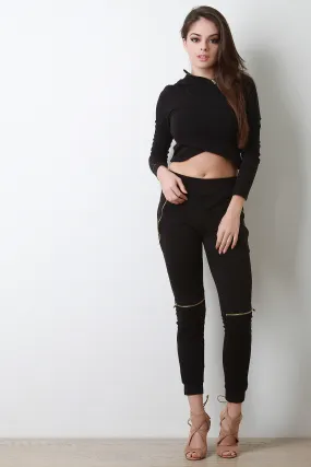 Zipper Accent Jogger Pants